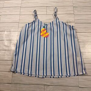 Hayden Girls Blue White Striped Cami Tank Top Adjustable Straps Size M NWT